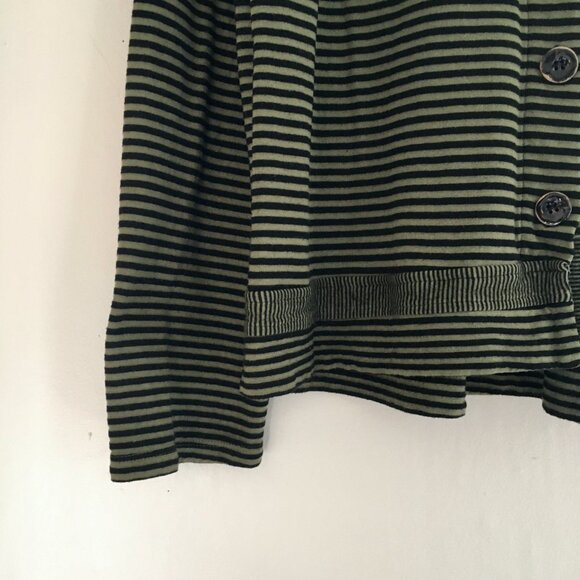 Habitat Sz XL Green Black Striped Artsy Lagenlook Cardigan Jacket Topper Blouse - Picture 4 of 10